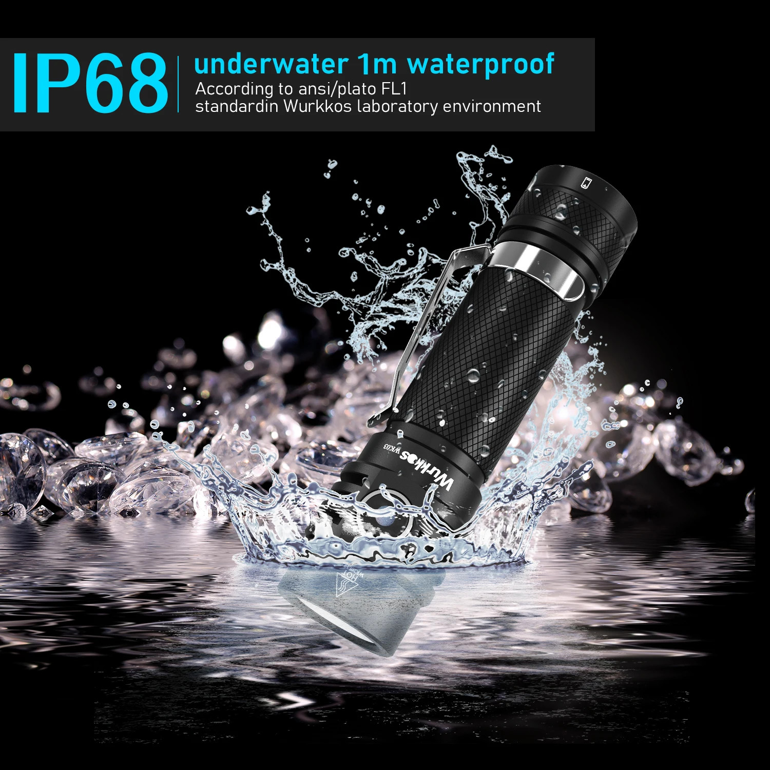Wurkkos WK03 LED Flashlight 18650 Torch 1800LM SST40 Rechargeable EDC