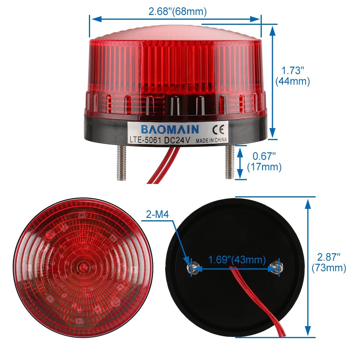 Industrial Red Strobe Warning Light DC 24V Signal Lamp for Safety Alerts
