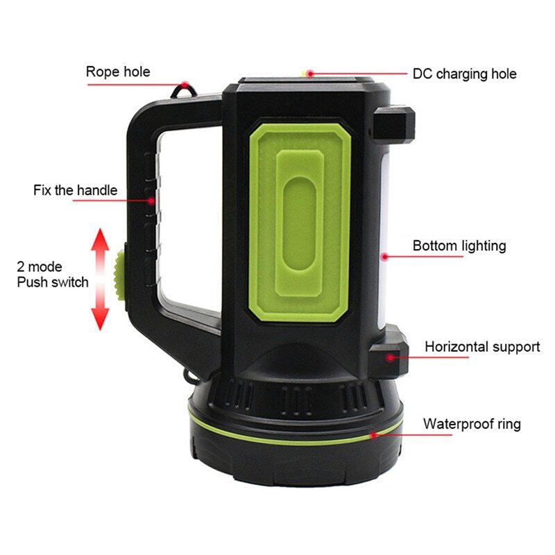 Rechargeable Flashlight Searchlight LED Handheld Emergency Fishing Camping Lamp