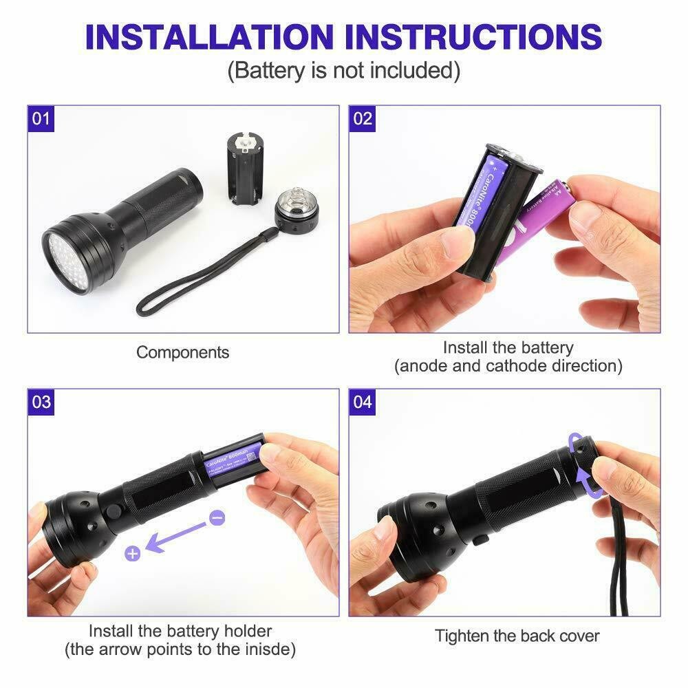 UV Ultraviolet Flashlight Black Light Flashlight LED Pet Urine Stains Detector