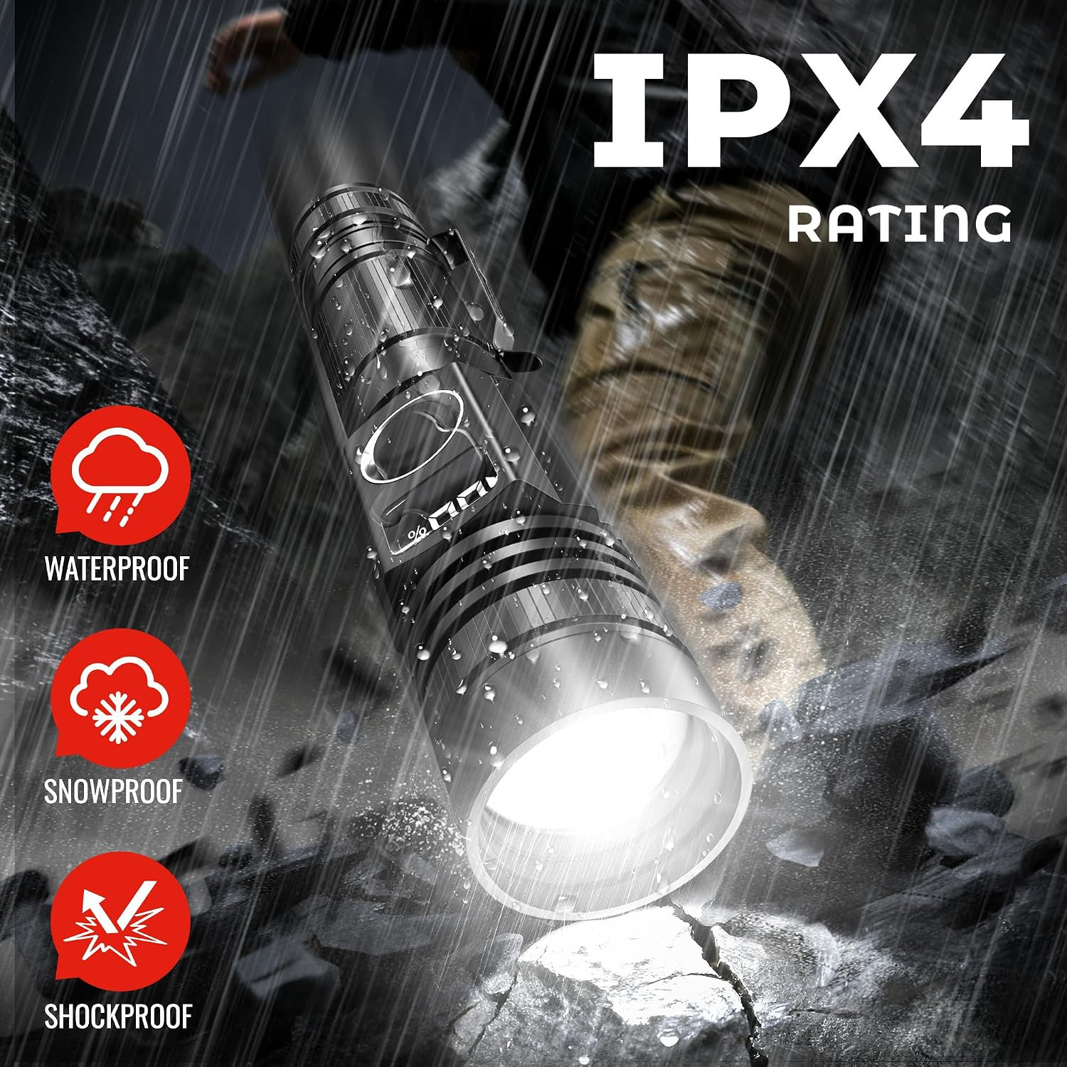 DARKBEAM LED Flashlights with Power Display, 2800 High Lumens Rechargeable | USB