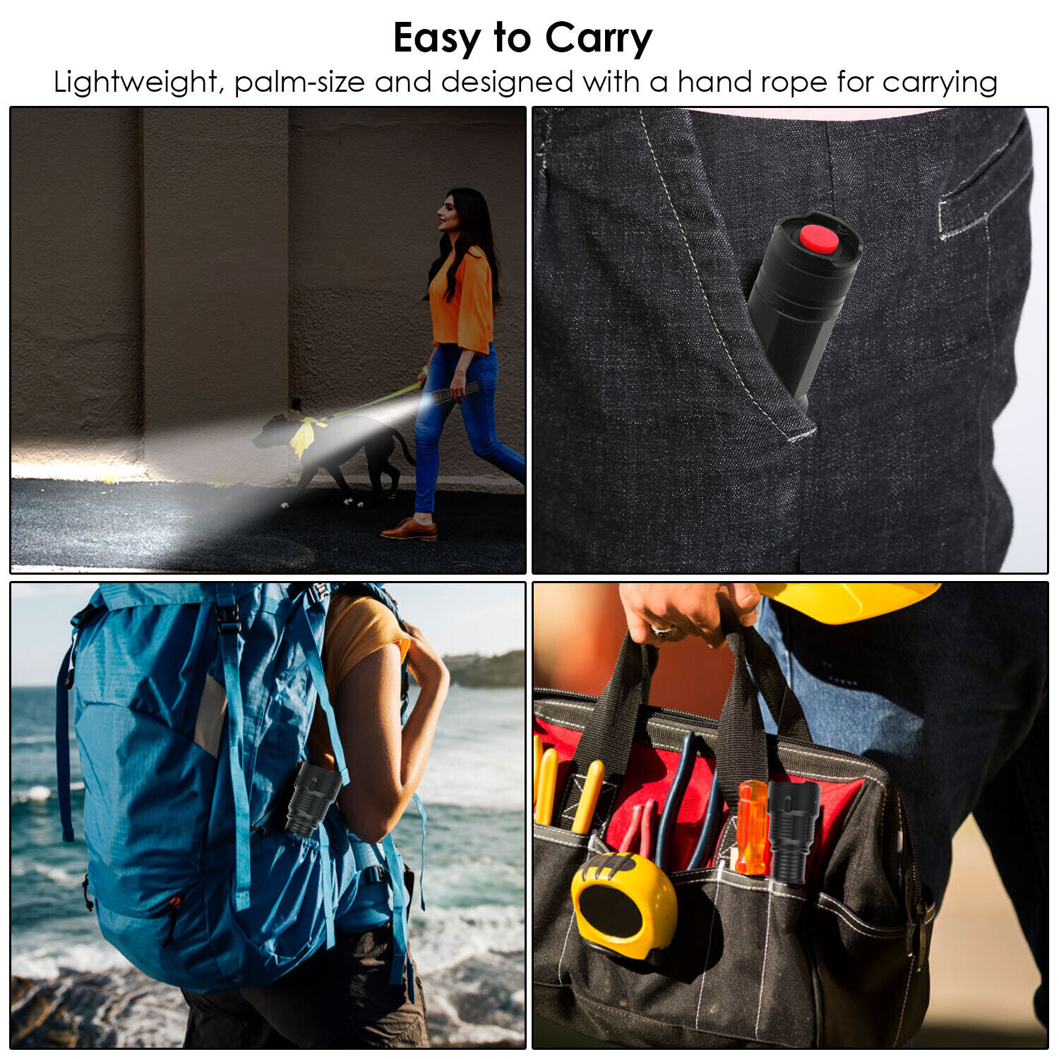LED Rechargeable Flashlight Zoomable Flashlight w/High Low Strobe Night Light US