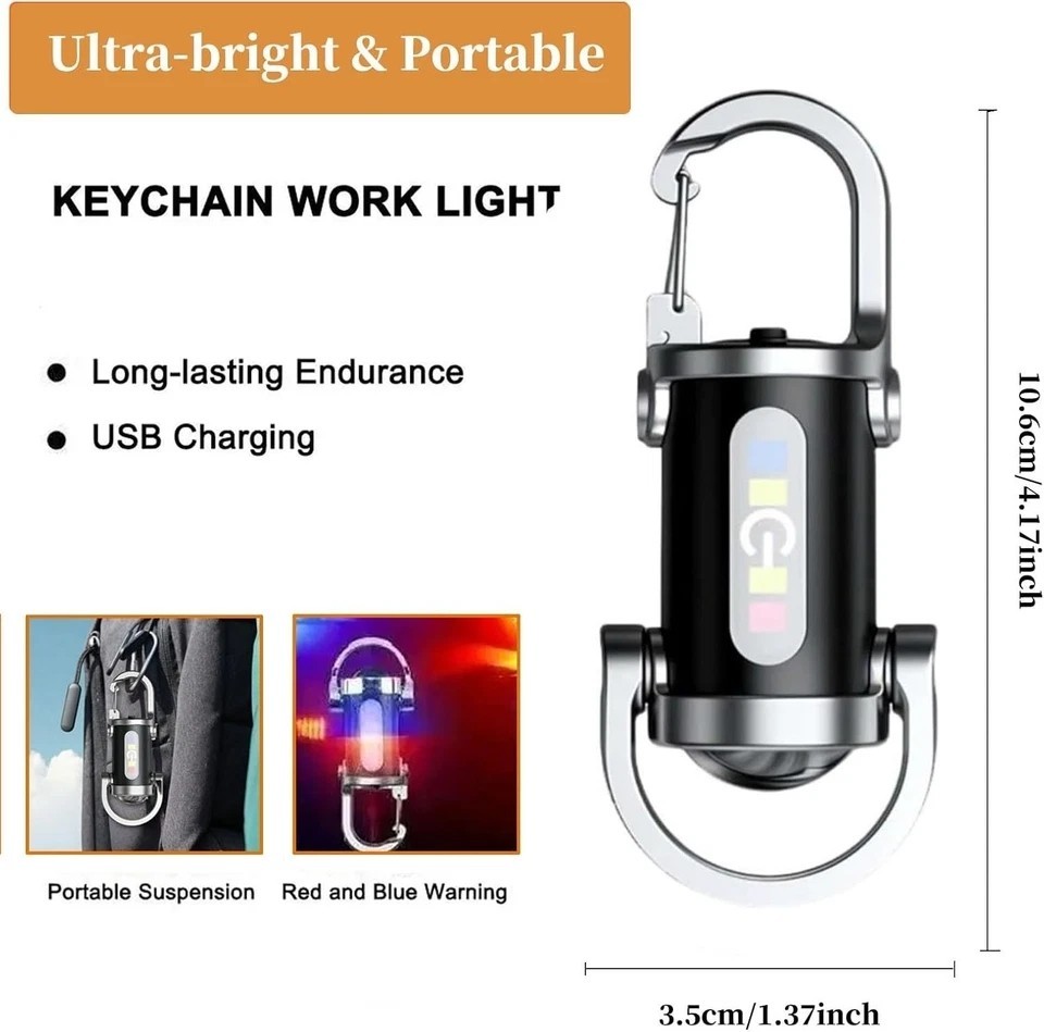 Portable LED Rechargeable Bright Mini Keychain Flashlight Pocket Torch Camping