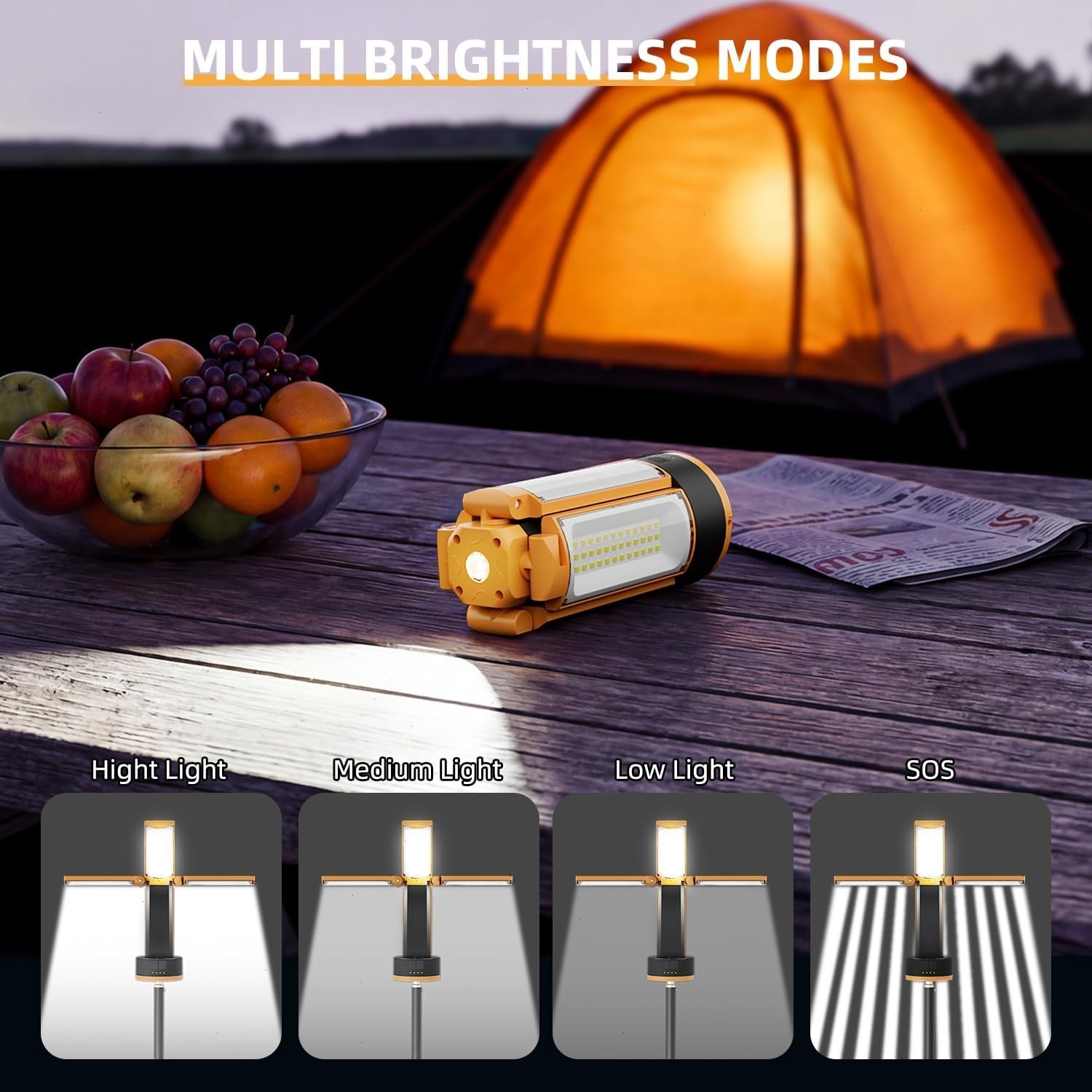 LED Work Light W/Stand Portable Flood Light Flashlight Outdoor Camping Lamp USA