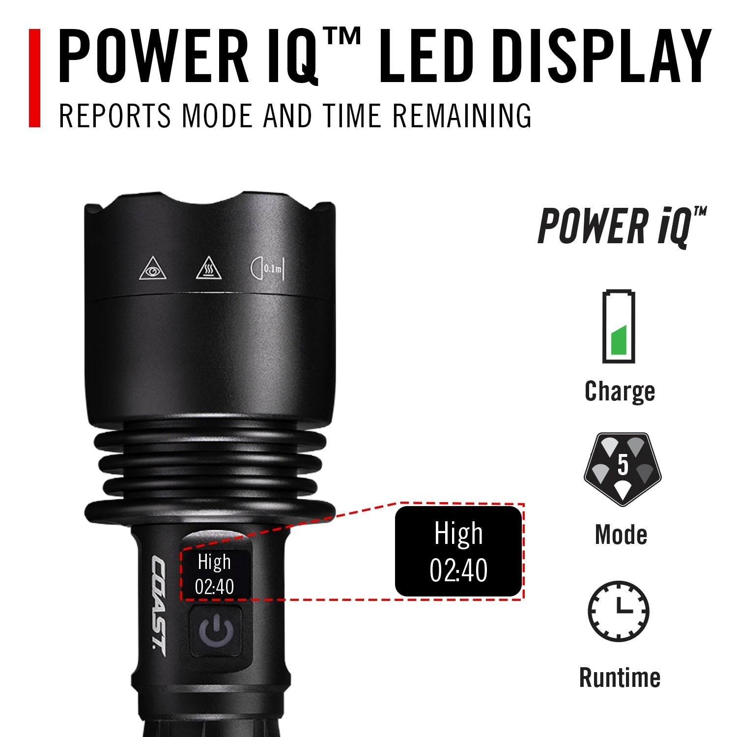 COAST XP40R Rechargeable LED Flashlight 8000 Lumen Dual Power Slide Focus Beam