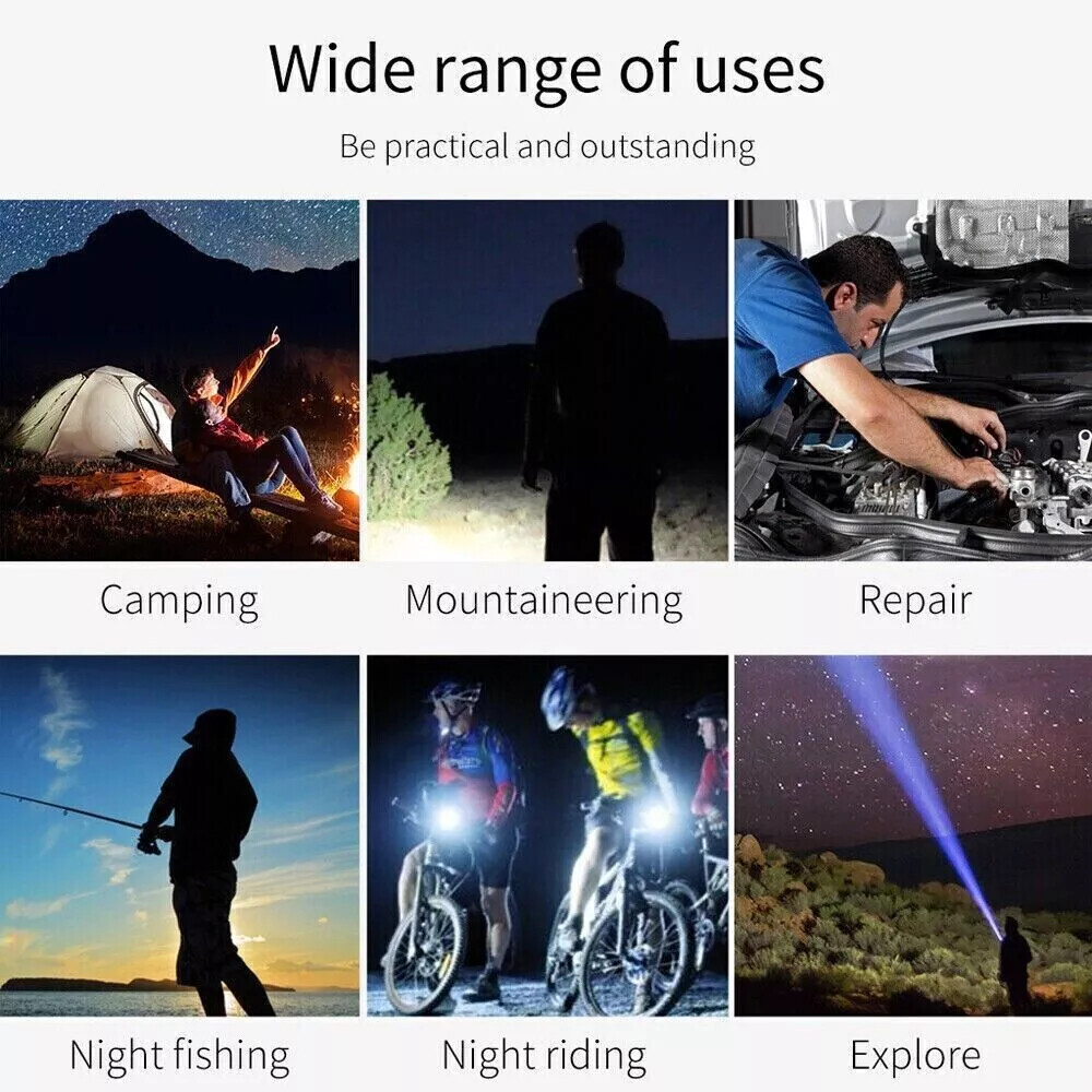Rechargeable 990000LM LED Flashlight Tactical Police Super Bright Torch Zoomable