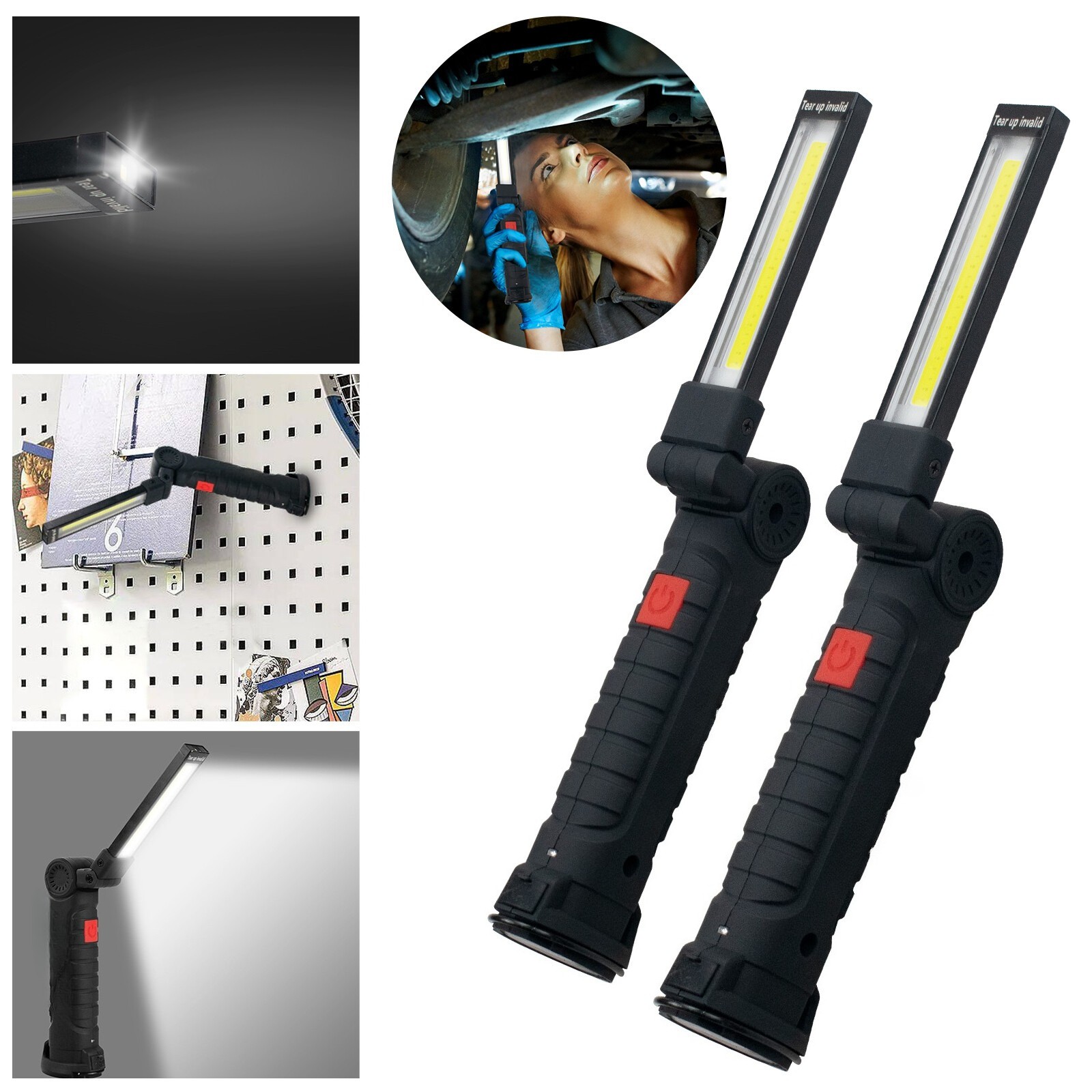 4Pack Magnetic Base 360° LED COB Work Light Rechargeable Mechanic Flashlight