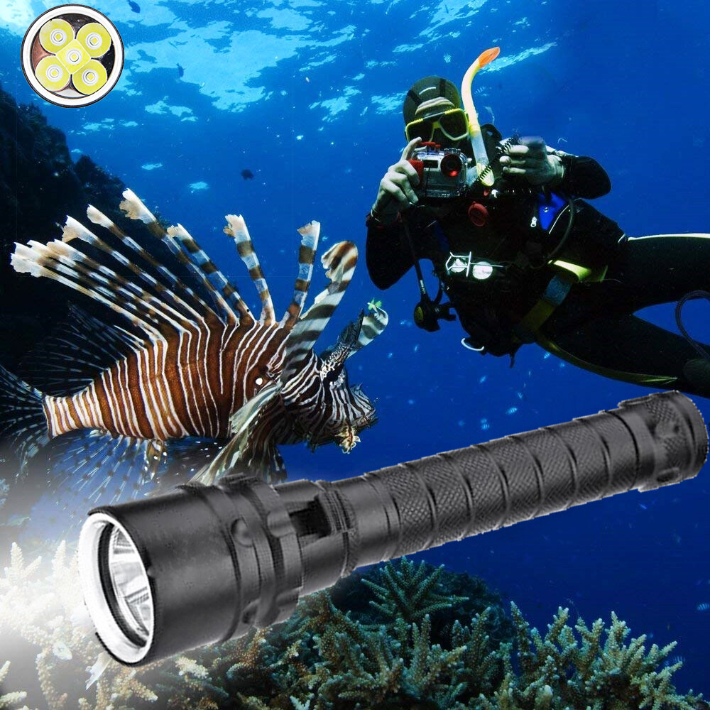 Bright 80000LM 5*LED Diving Flashlights Tactical Torch Underwater 200M