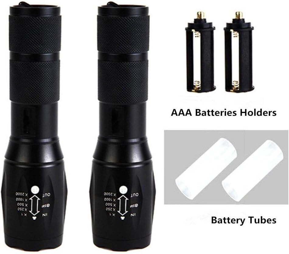 2 Pack Tactical Flashlights Torch, Military Grade 5 Modes 3000 High Lumens Led