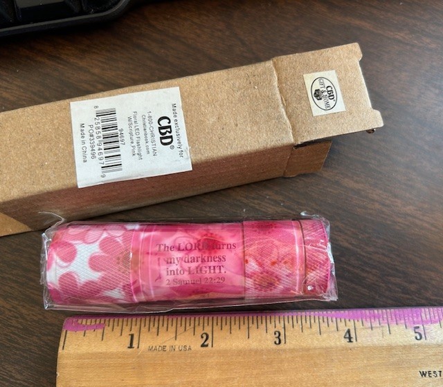 Mini LED Floral Pocket Flashlight/Christian Bible Verse/Pink or Blue