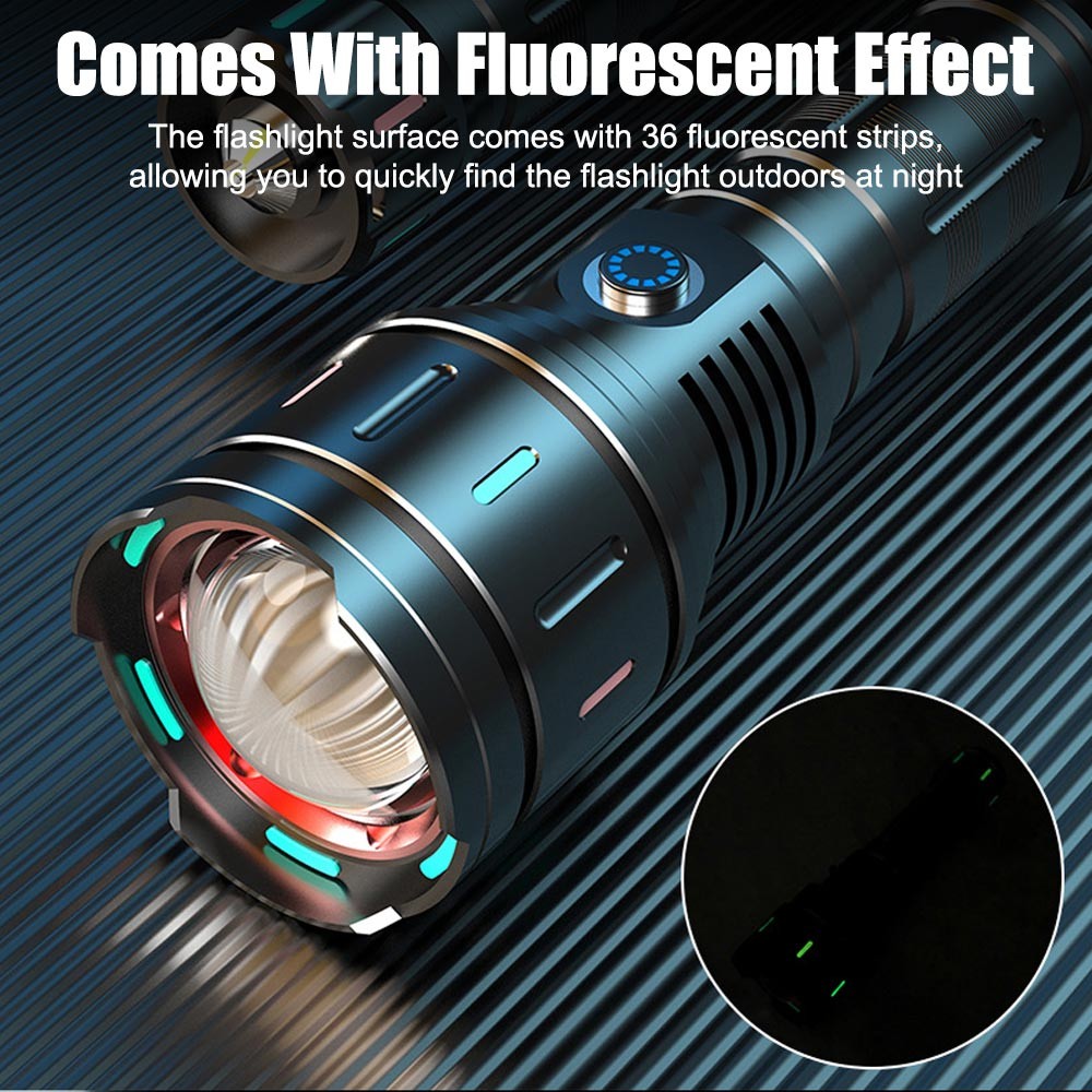 30W Strong White Laser LEP Flashlight Torch Zoomable USB Charging With Luminous