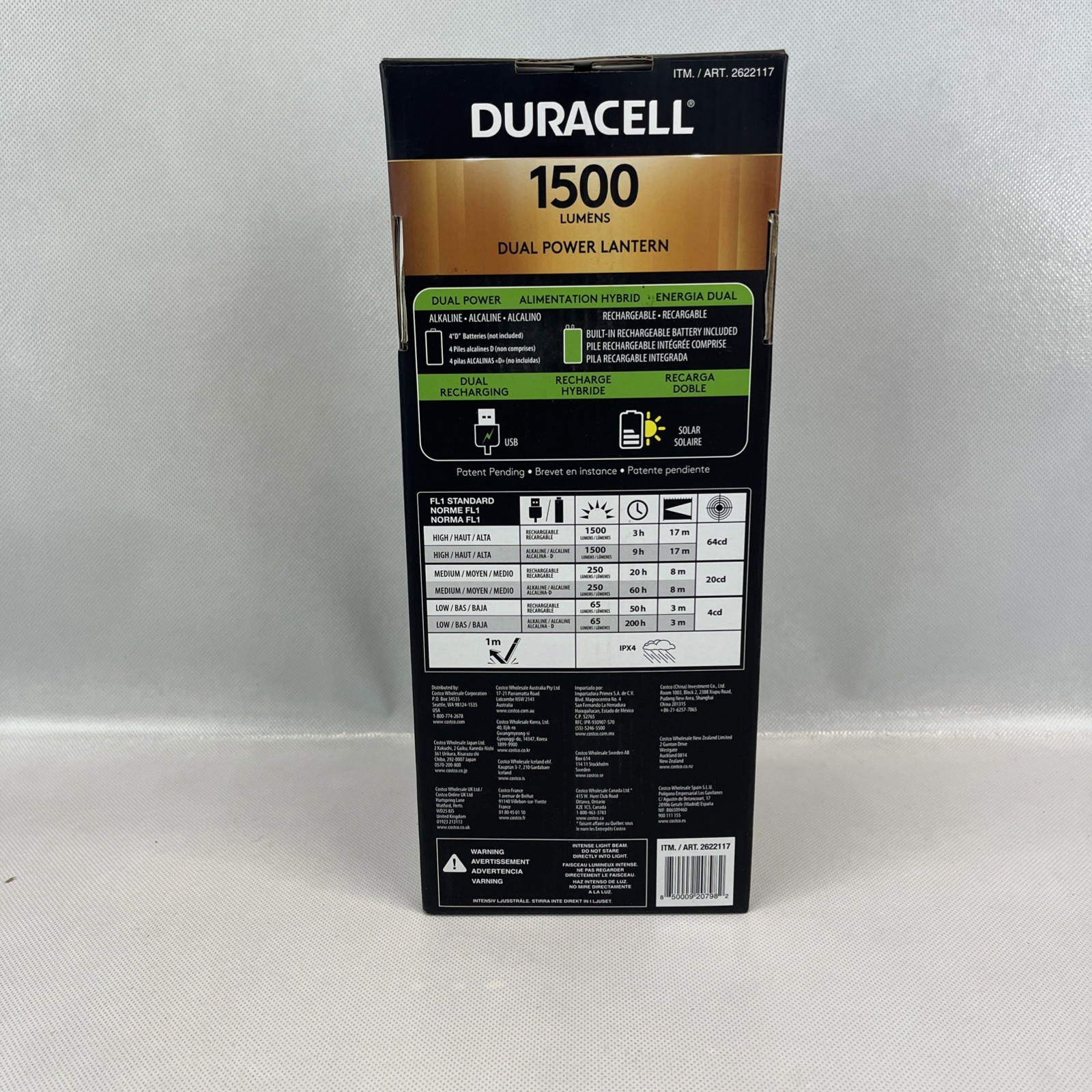DURACELL 1500 Lumens Dual Power Rechargeable Hybrid Lantern – 5 Charging Sources