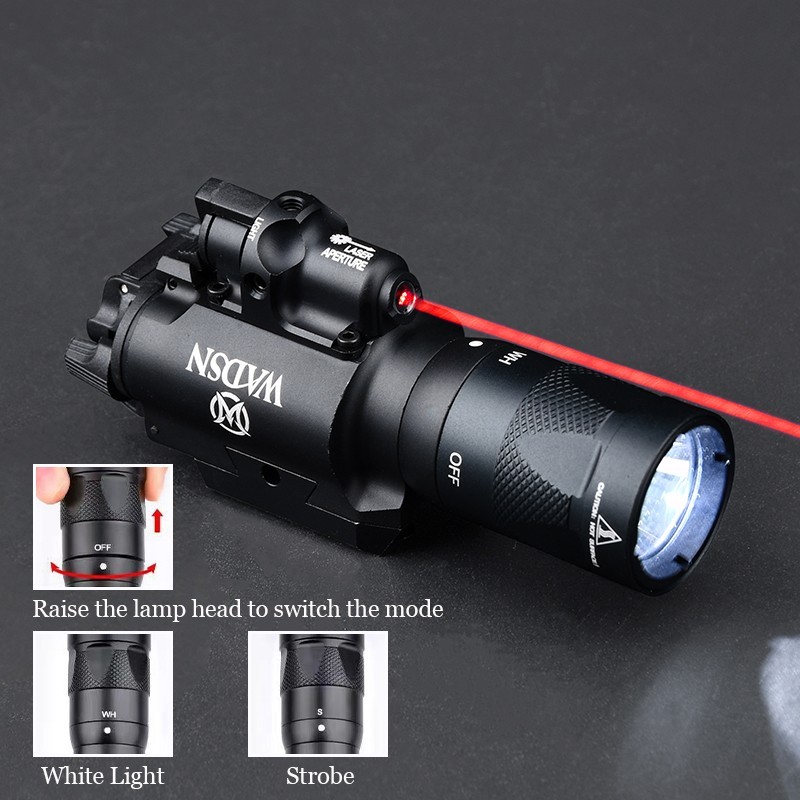 WADSN X400 X400V Metal Aluminium Red Dot Laser White LED Light Handgun Flashligh