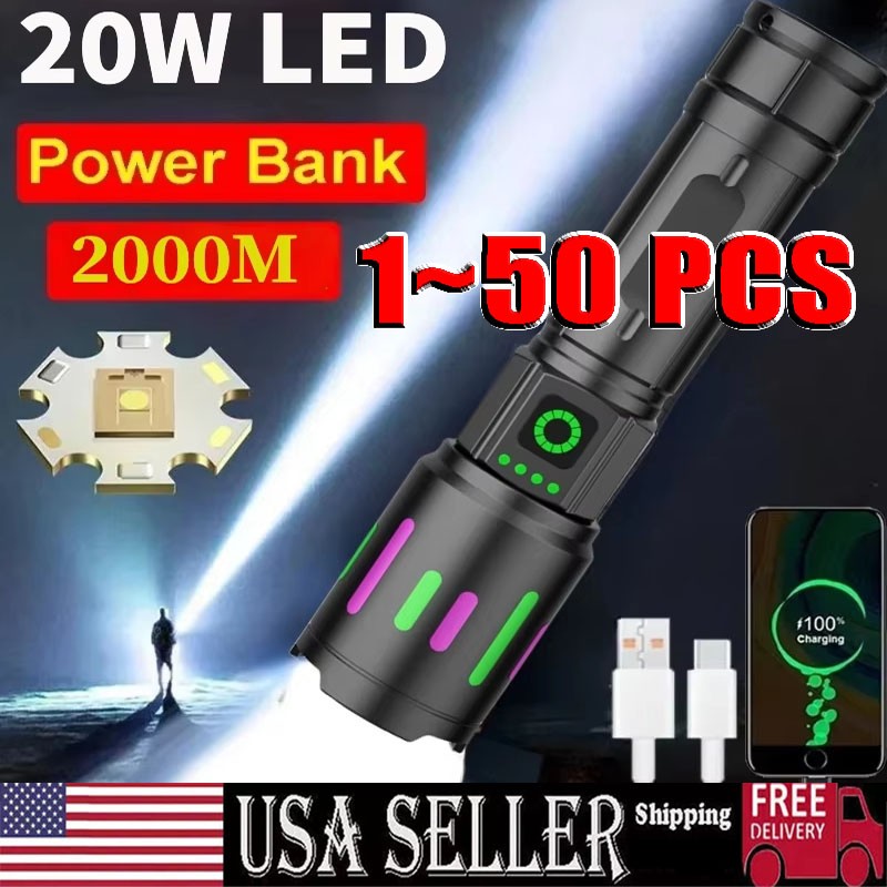 35000000 Lumen Super Bright LED Tactical Flashlight Rechargeable Work Light Lot