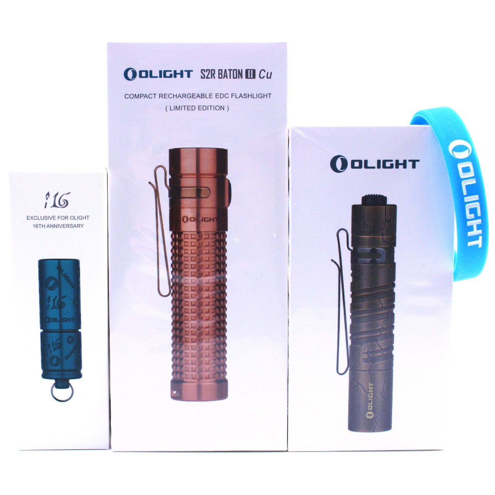 RARE Olight Bundle Limited Edition S2R Baton II Cu Copper i5T EOS Cracked Brass