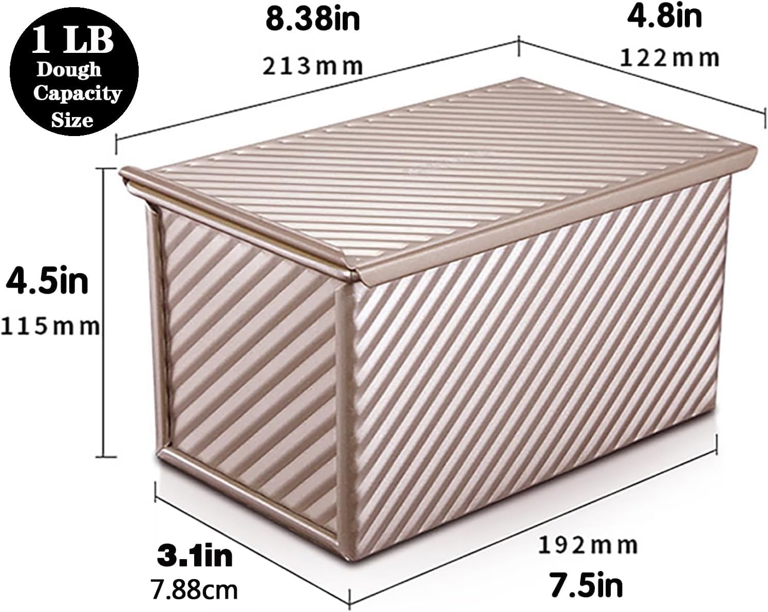 Pullman Loaf Pan with Lid, Non-Stick 8.3*4.5*4.8inch, 1PCS Big