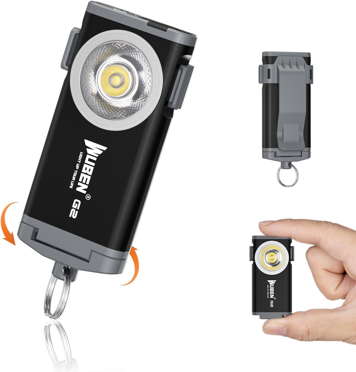 G2 EDC Flashlight Rechargeable, Super Bright 500 Lumens Keychain Flashlight, 5 M