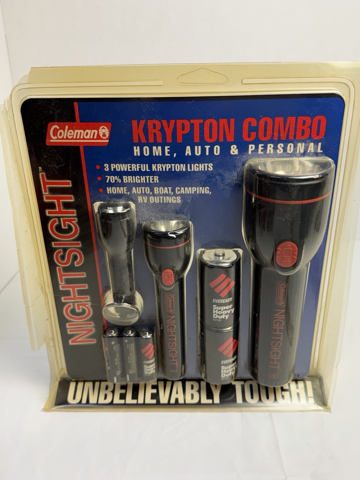 Coleman Krypton Combo Flashlight Set 3 Lights Vintage NOS