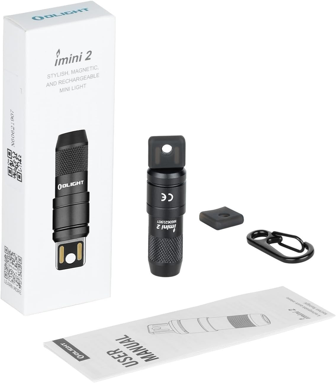 IMINI 2 EDC Rechargeable Keychain Flashlight, 50 Lumens Compact and Portable Min
