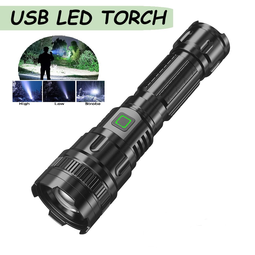 Rechargeable LED Flashlight with Zoom P50 Chip 800M Beam Distance Outdoor