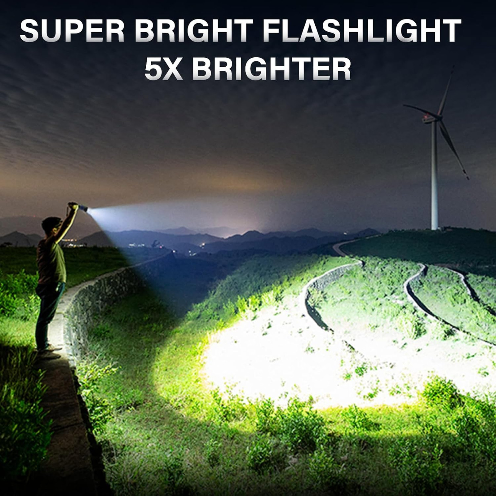 Rechargeable LED Flashlight High Lumens Portable Zoomable Tactical Light with 6