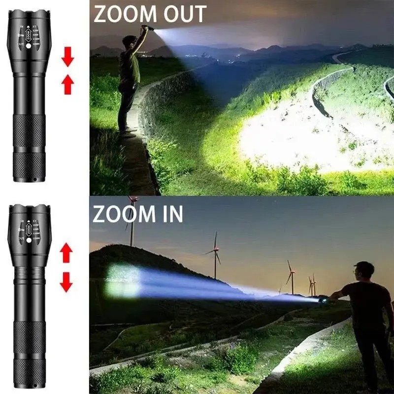 1 pcs Tactical 18650 Flashlight High Powered 5Modes Zoomable Aluminum
