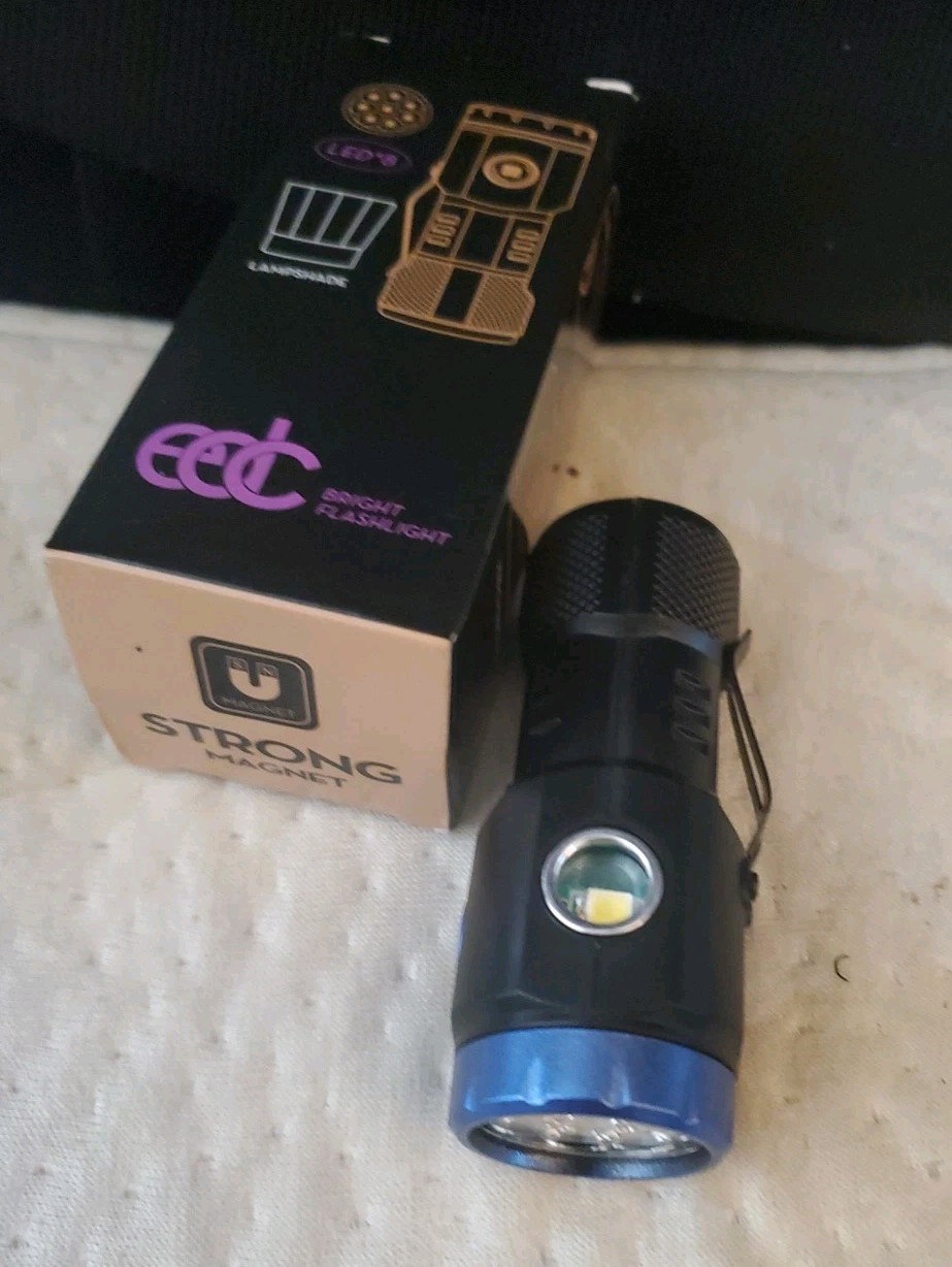 EDC Bright 8LED Flashlight USB Type-C w/ Magnetic Base+ Diffuser Cap (Lampshade)