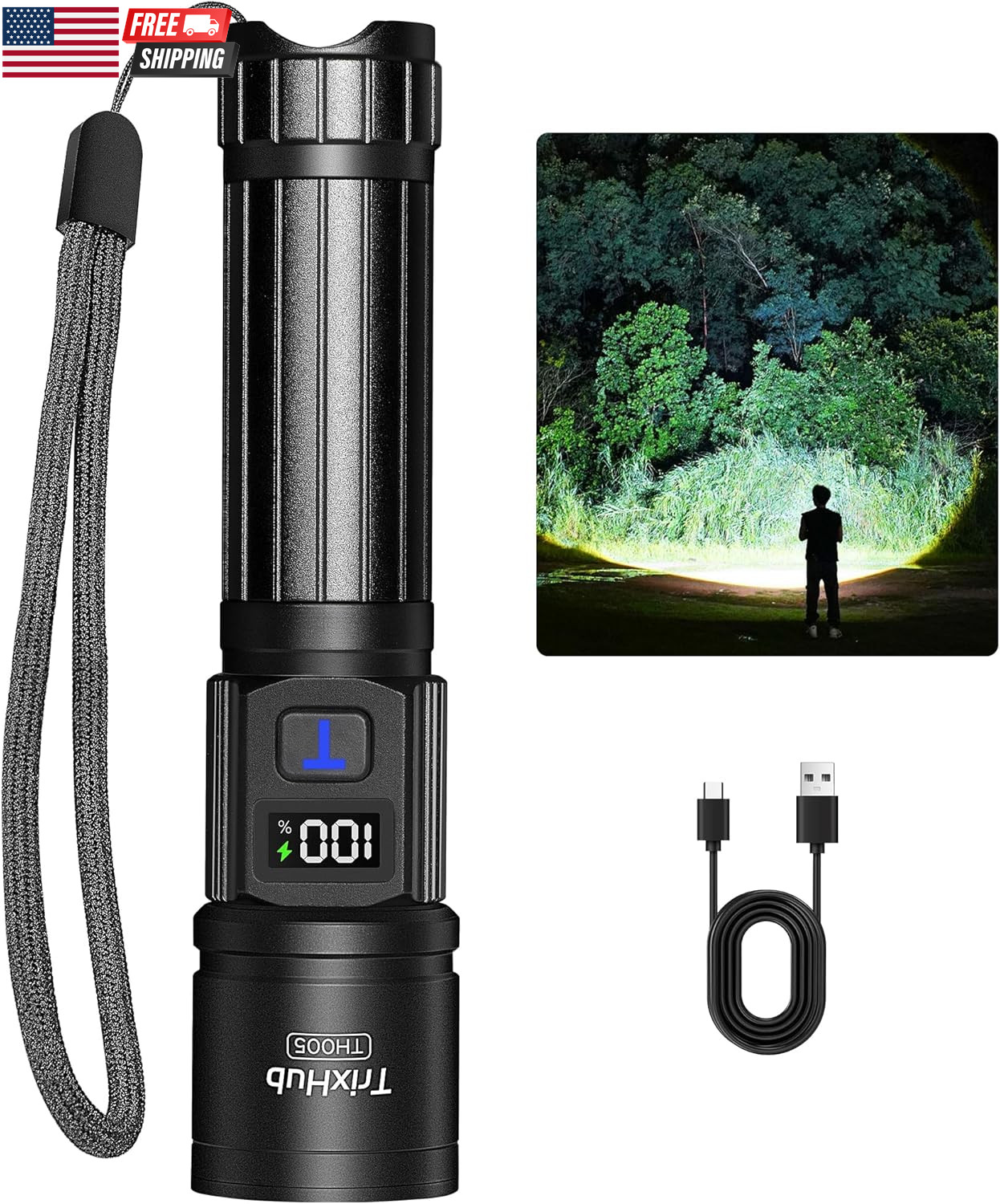 Rechargeable Flashlights 2 Pack, Super Bright High Lumens Flash Light, 5 Modes Z