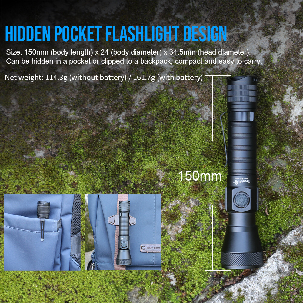 Trustfire E5 1350LM Zoomable Rechargeable Torch 450M Tactical LED Flashlight US