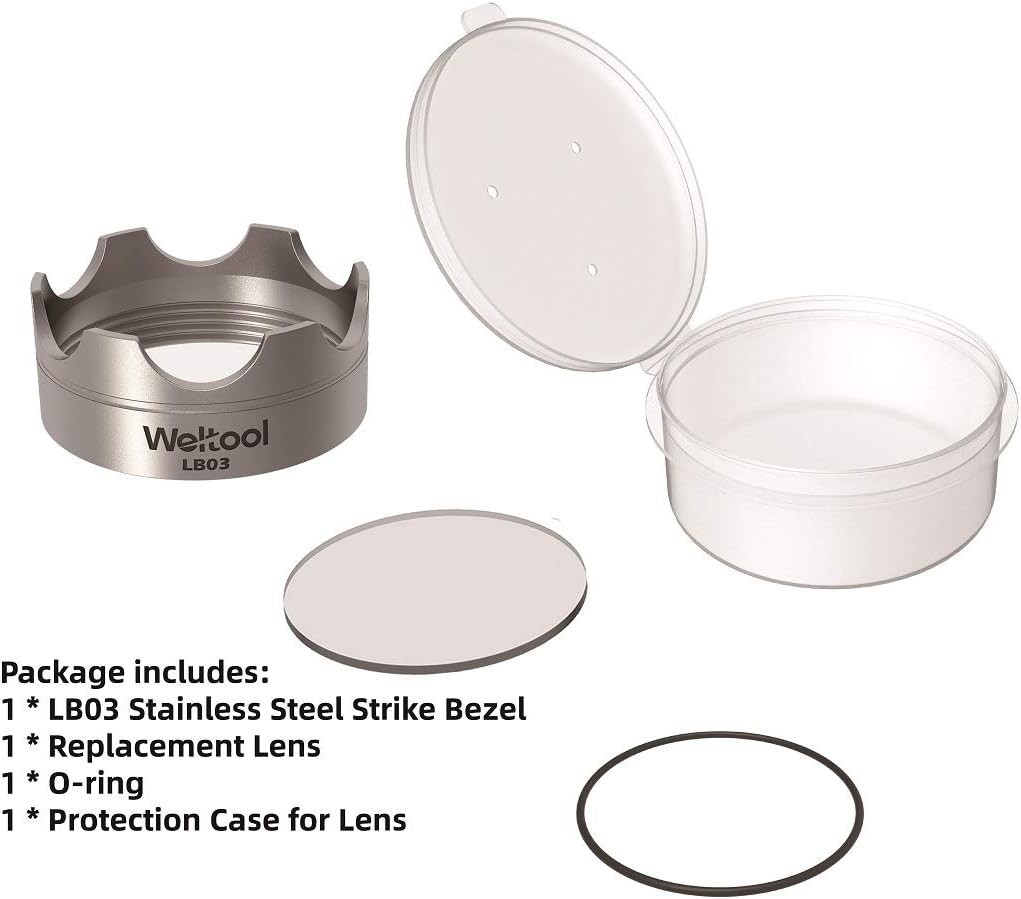Weltool Flashlight Strike Bezel – 304 Stainless Steel for Maglite C or D Cell…