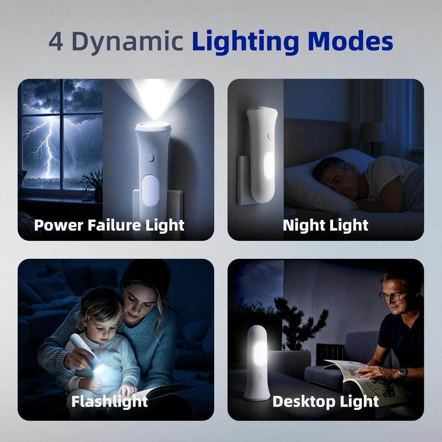 4 in 1 Emergency Lights for Home Power Failure, 3 Pcs Rechargeable LED Flashl…