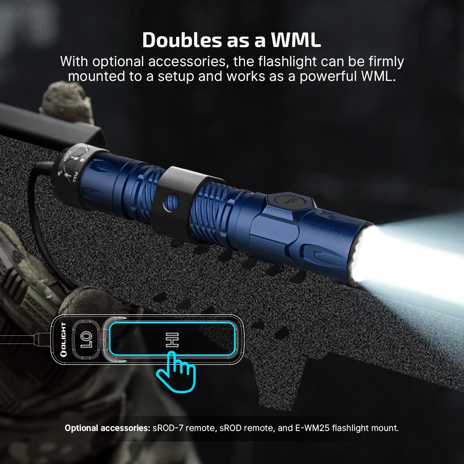 Olight Warrior Ultra 2500 Lumen Rechargeable LED Flashlight, 21700, Navy Blue