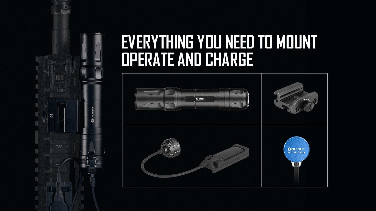 Olight Odin Picatinny Tactical Flashlight, 2000 Lumens, 300 Meters