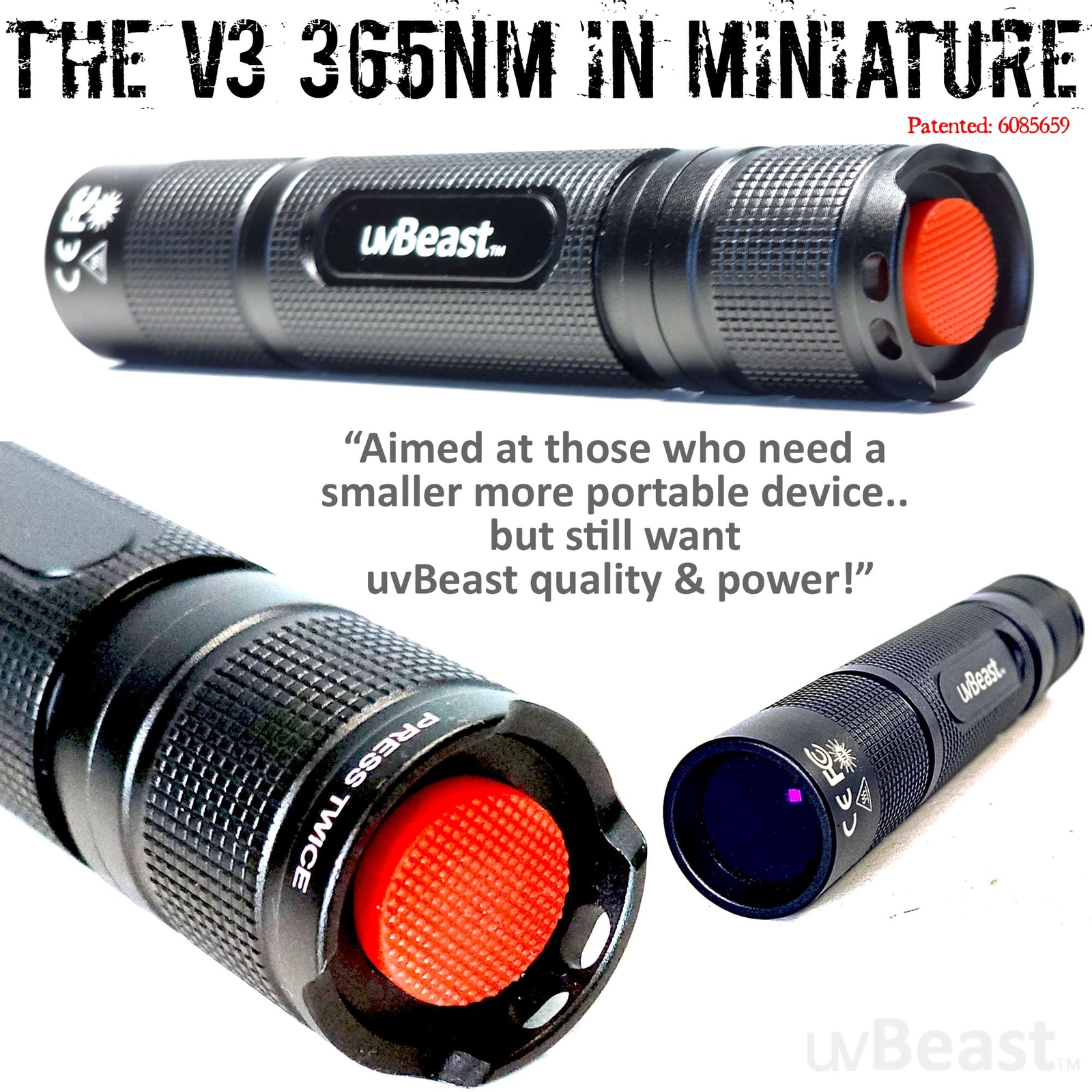 High Power 365nm UV Flashlight 5 Core LED Professional Grade USA Stock
