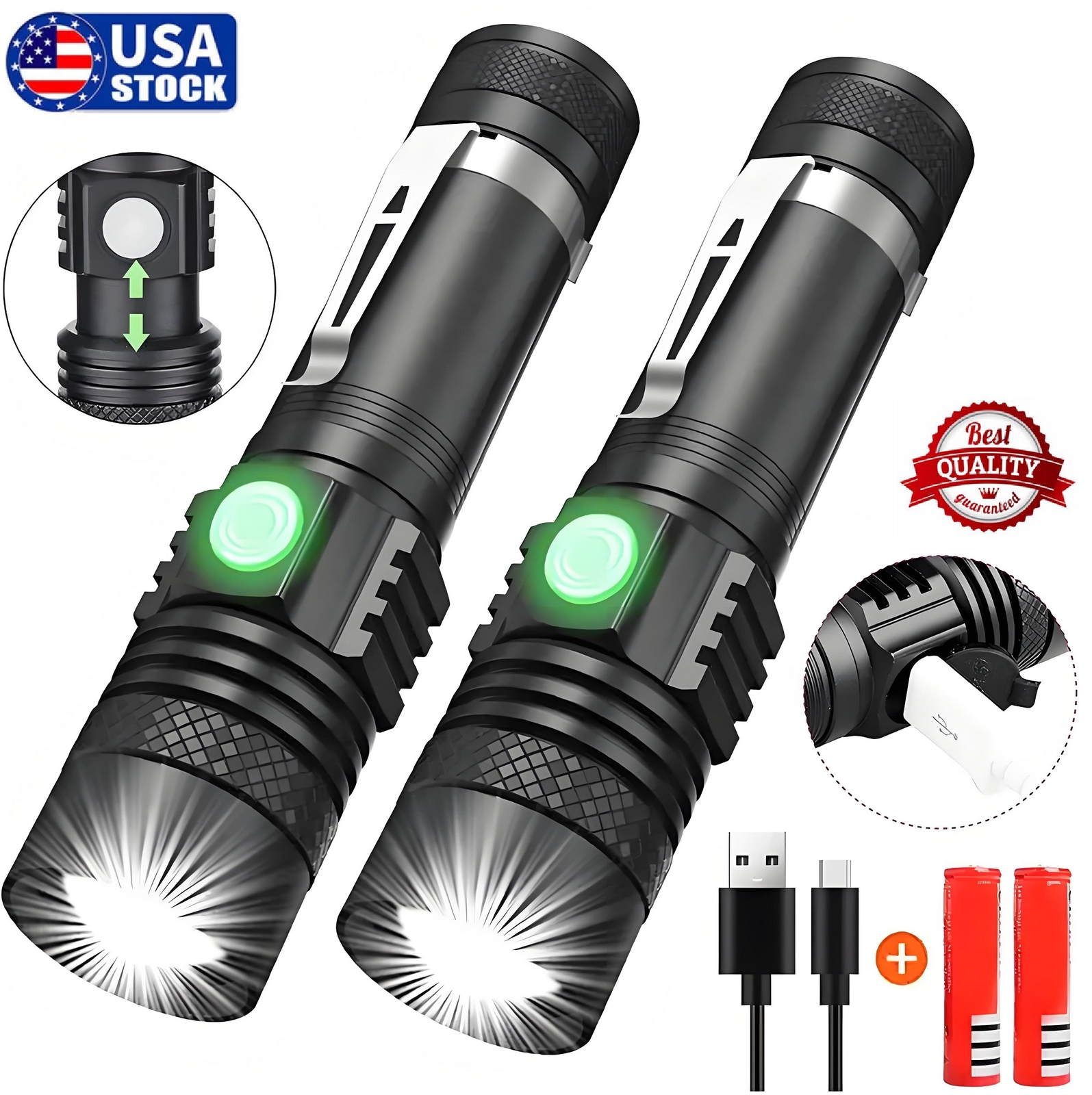 Rechargeable 990000LM LED Flashlight Tactical Police Super Bright Torch Zoomable