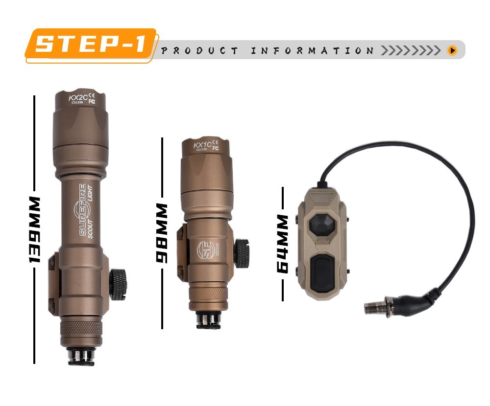 Airsoft M300A M600C M300C M600U Scout Light Flashlight With AXON Pressure Switch