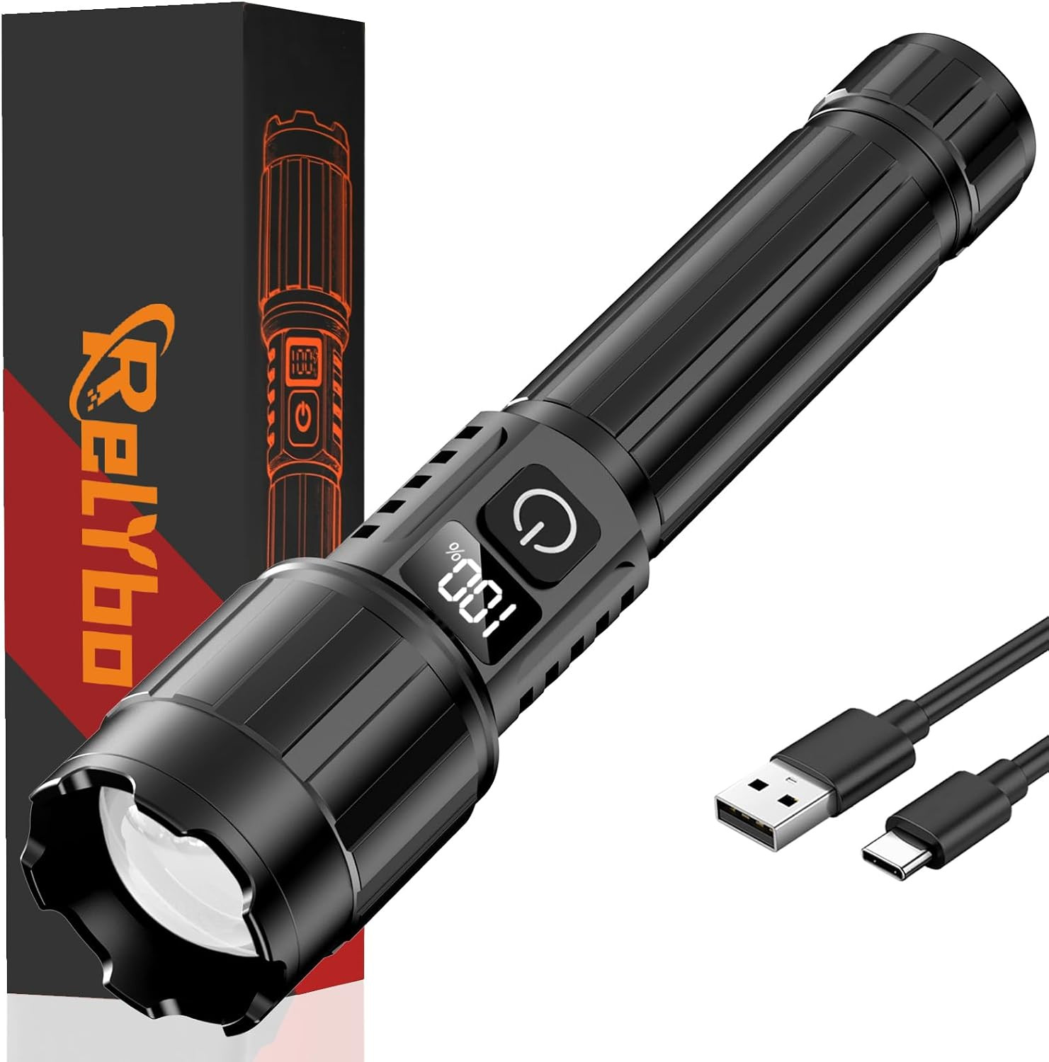 LED Flashlight Rechargeable 20000 High Lumens, Long Range & 12H Runtime | Super