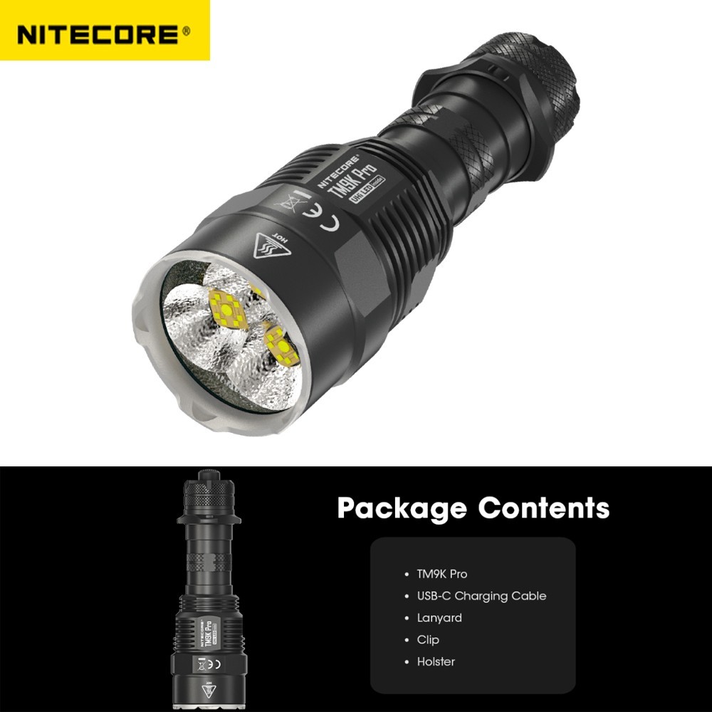 Nitecore TM9K Pro 9900 Lumens 510m Throw Fast Charging USB-C Flashlight Tactical