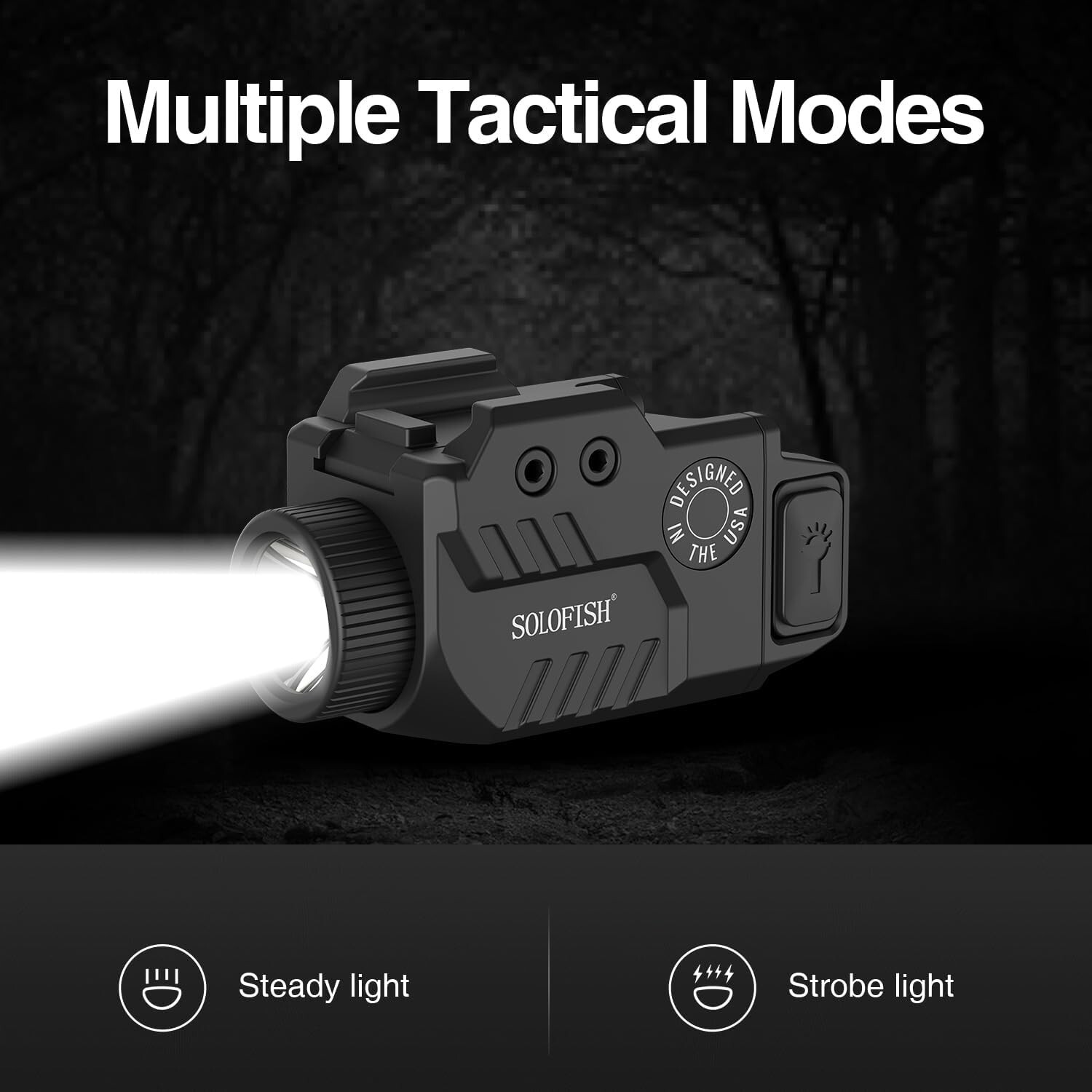 SOLOFISH 650 Lumen Rechargeable Tactical Flashlight for Pistol Handgun Picatinny