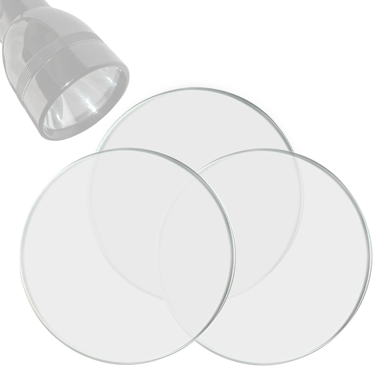 3-Pack Glass Lens for Maglite C or D Cell Flashlights 52×2 mm, Tempered Glass D