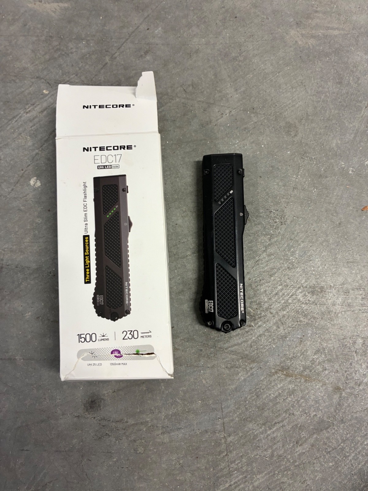 Nitecore EDC17 Flashlight 1500 Lm Ultra Slim Rechargeable Used