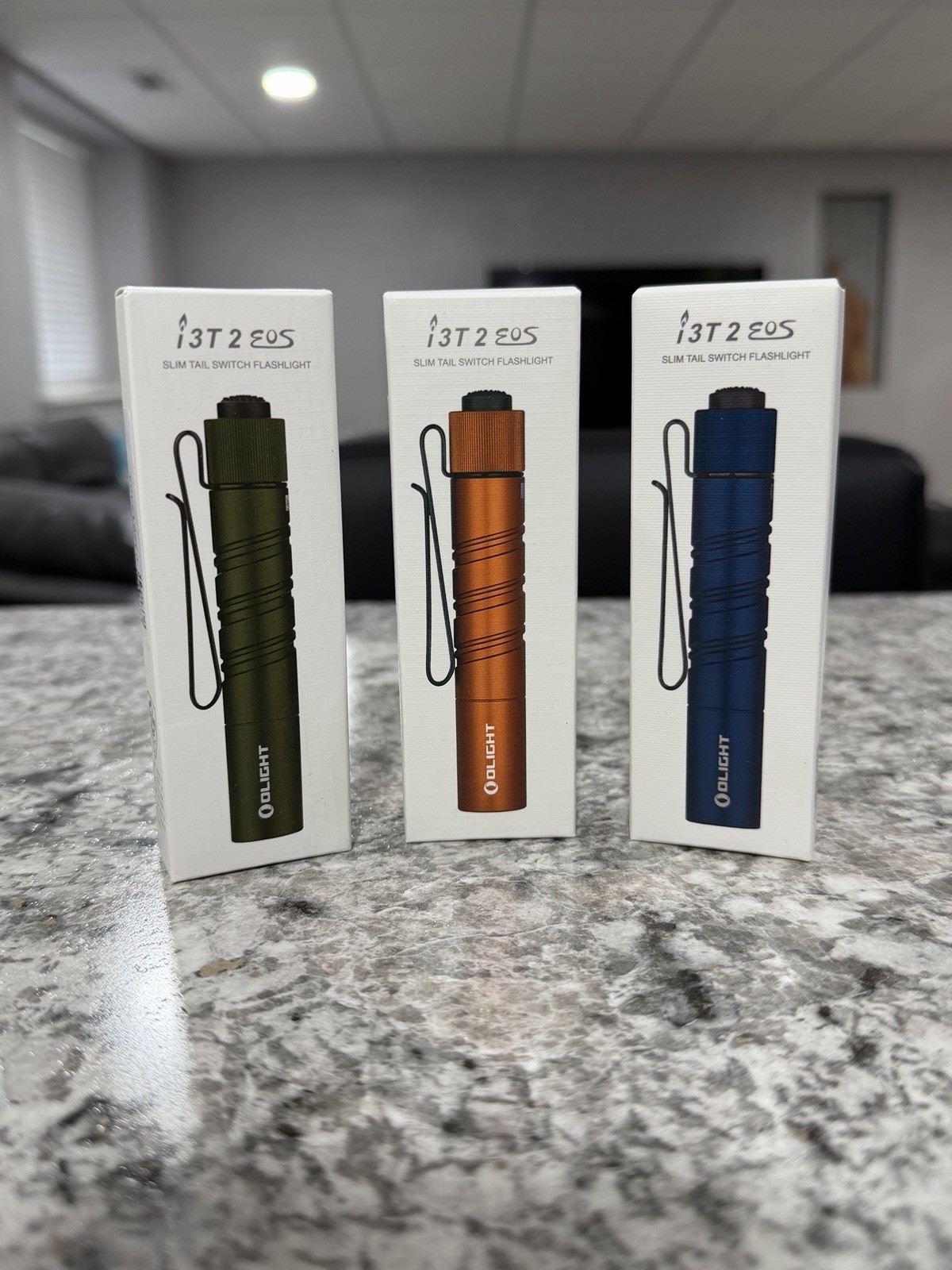 Set of 3 Olight i3T 2 EOS Slim Flashlight – Blue Green Orange – NEW IN BOX