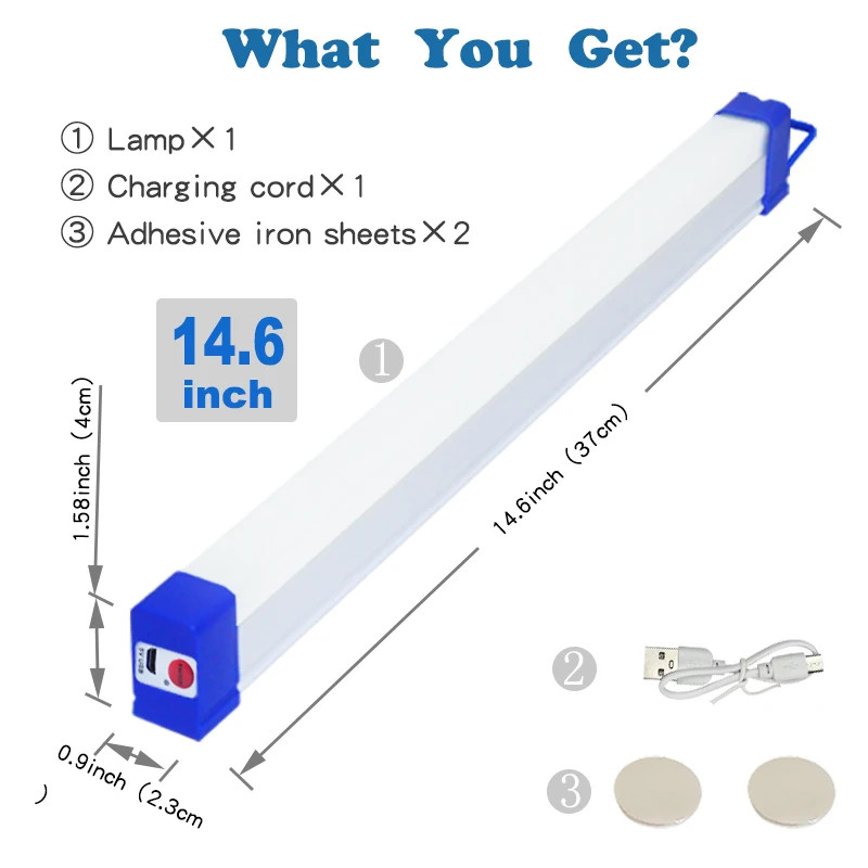 LED Rechargeable Lamp Tube USB 5V Emergency Light Camping Magnetic Portable Ligh
