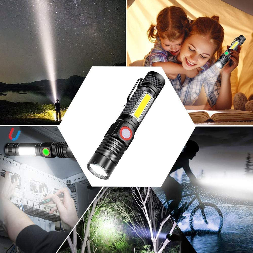 Flashlight USB Rechargeable, Magnetic LED Flashlight, Super Bright LED Tactical