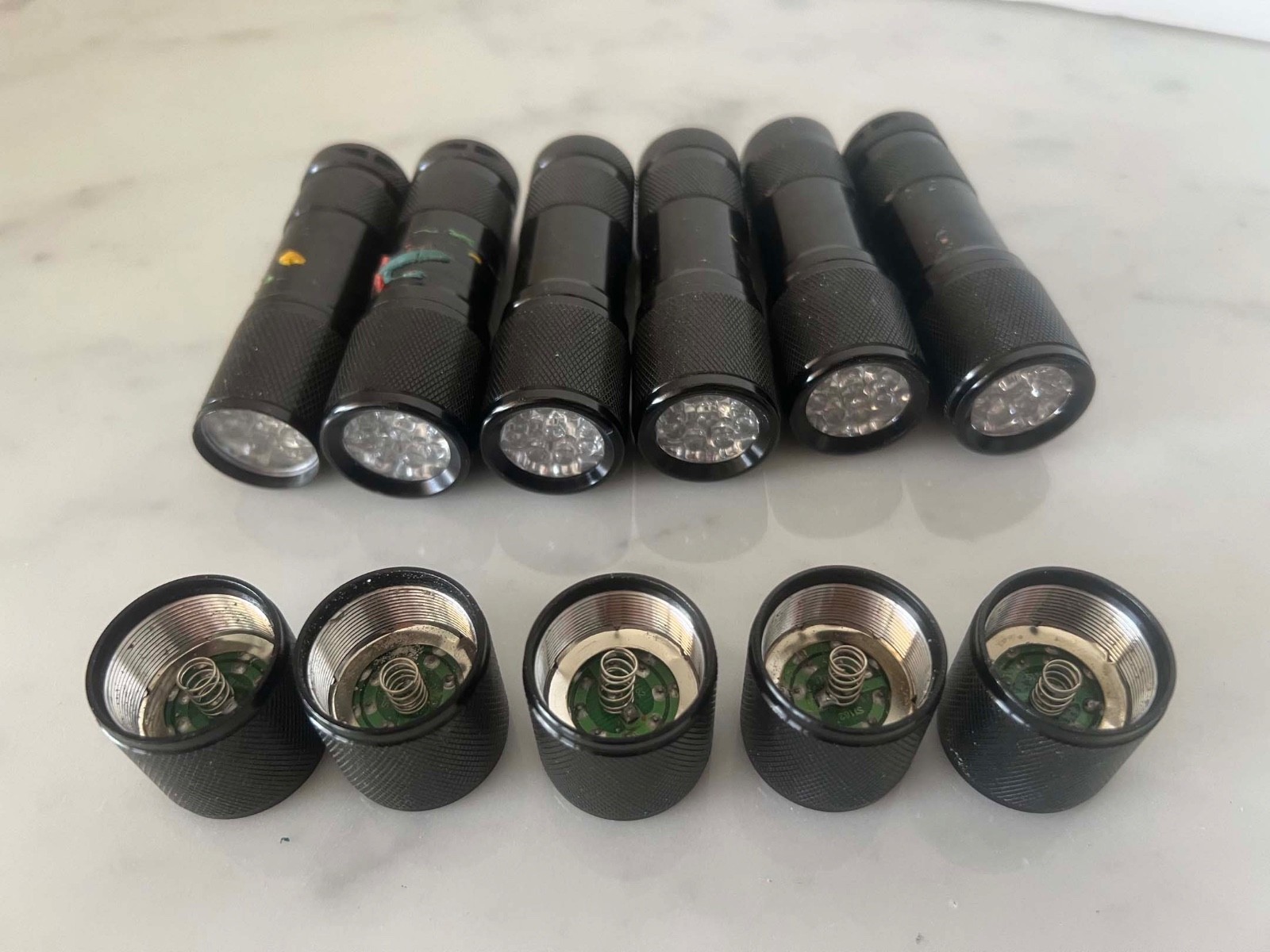 Lot of 16 9-LED UV Flashlight Blacklights 395-400nm Aluminum Body w/o Batteries