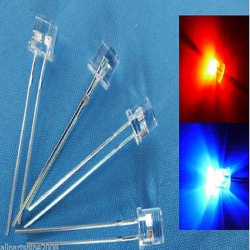 10PCS,5mm FLAT TOP Wide Angle RED/BLUE Flash LED With 12V Free Resistor FF5,amy