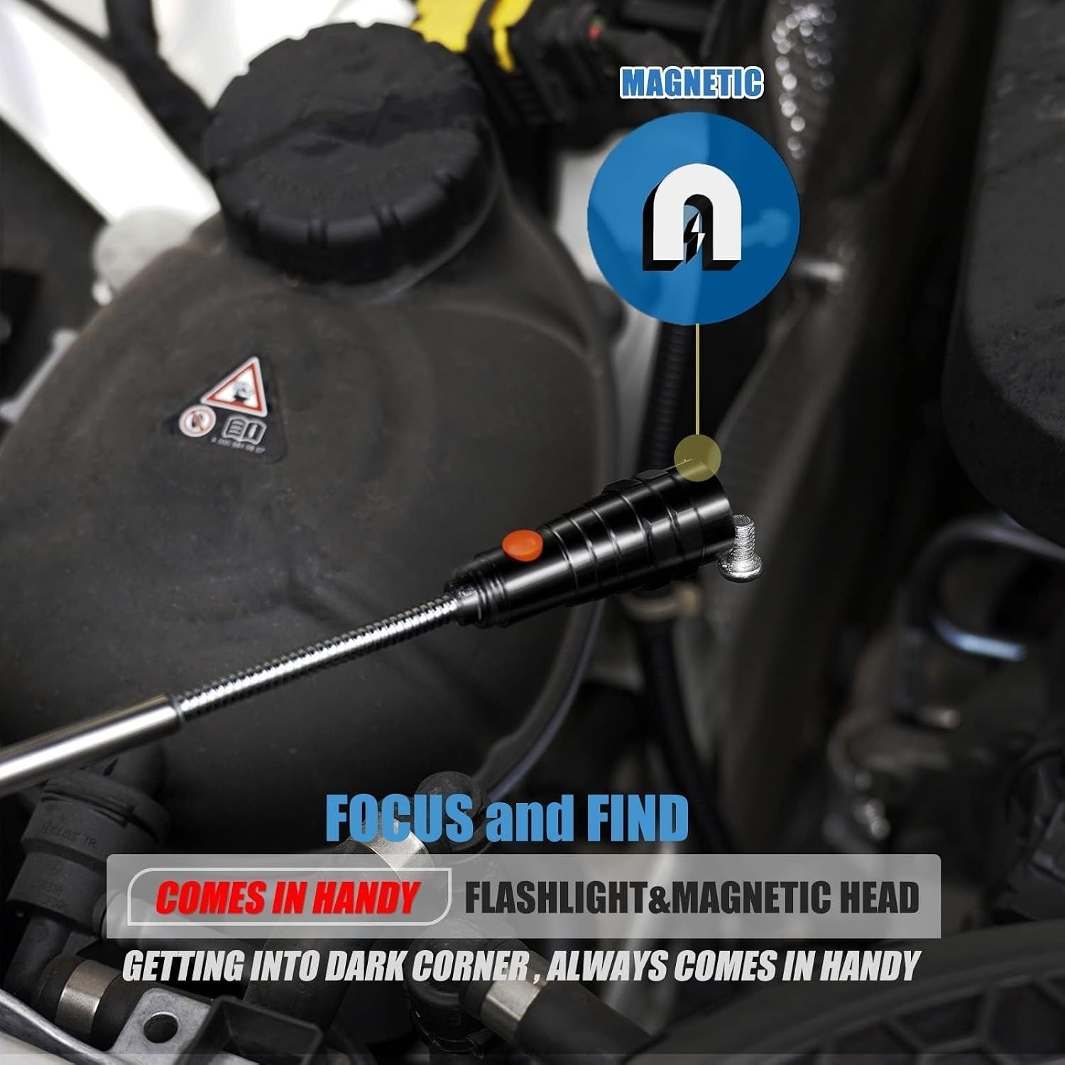 Extendable Magnetic Flashlight with Telescoping Magnet Pickup Tool-Cool Gadge…