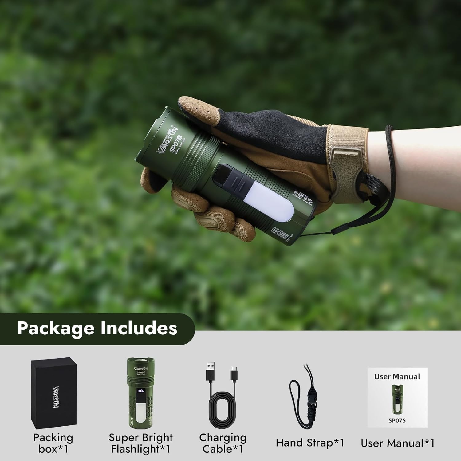 SP07S Rechargeable Spotlight – 2800 Lumens LED, Zoomable Beam for Outdoor Tasks