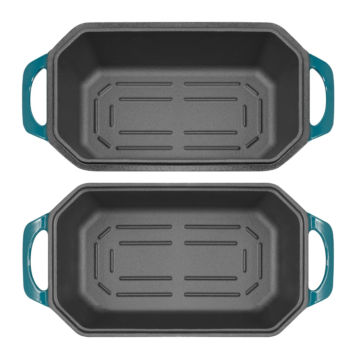 Flavehc Bread Pan Cast Iron Loaf with Lid 8.5×4.5 Inch, DarkCyan