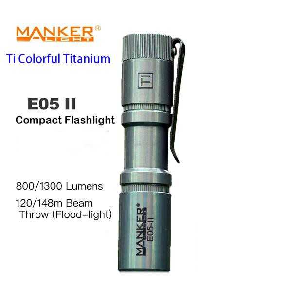 Mankerlight E05 II Titanium EDC Flashlight 1300 Lumens AA 14500 Torch Kit